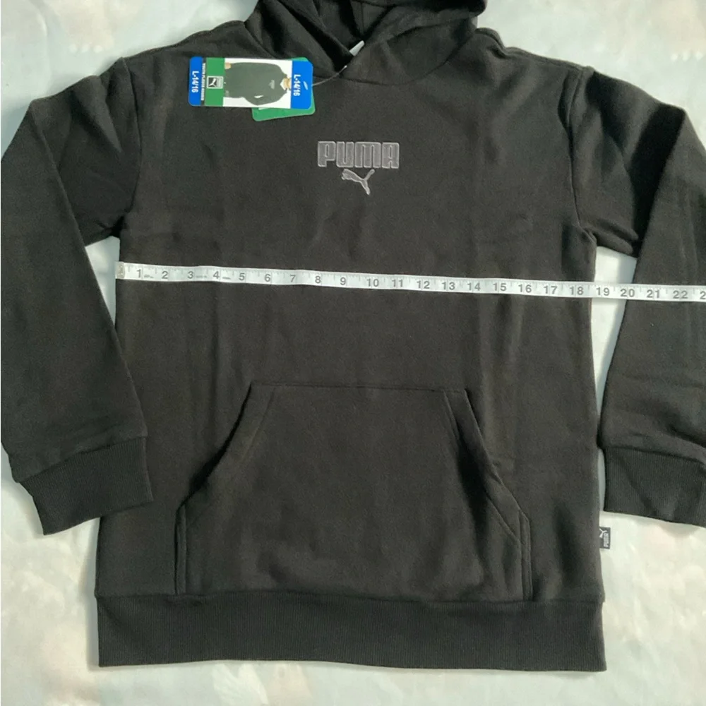 Puma youth‎ boys Logo fleece Lined Long sleeve Hoodie sweatshirt black size L